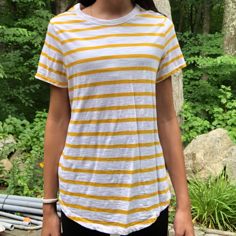 Yellow and White Striped T-Shirt